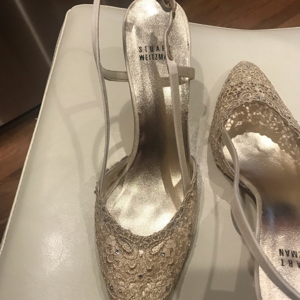 Stuart Weitzman gold Swiss lace